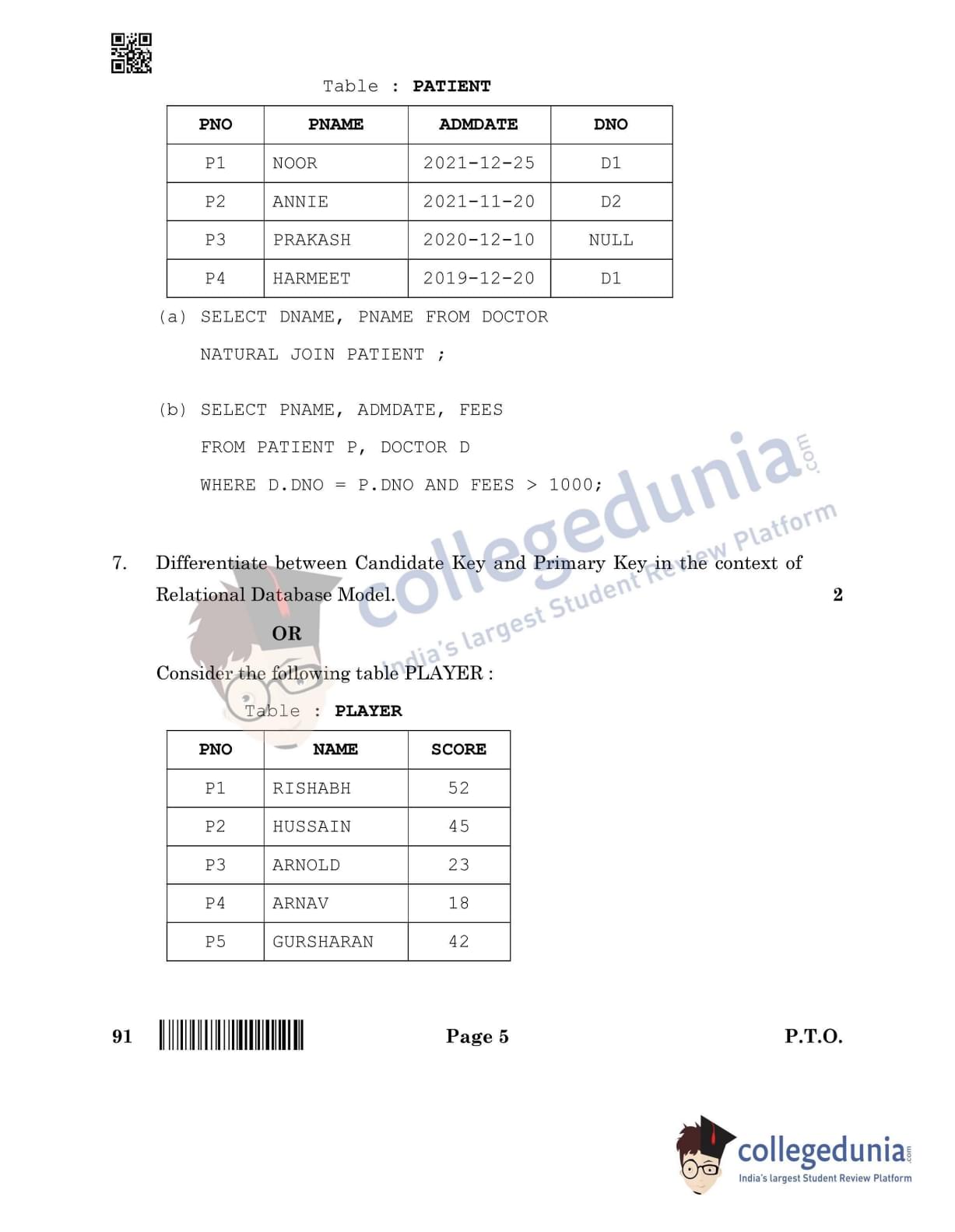 CBSE Class 12 Computer Science Question Paper 2022 with Answer Key ...