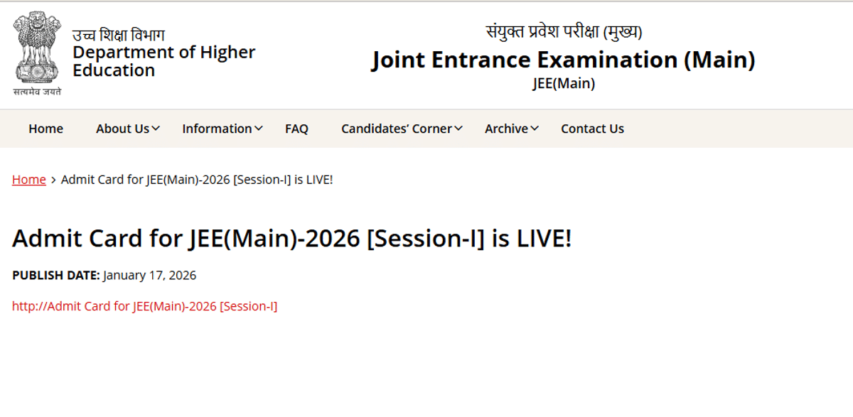 JEE Main Admit Card