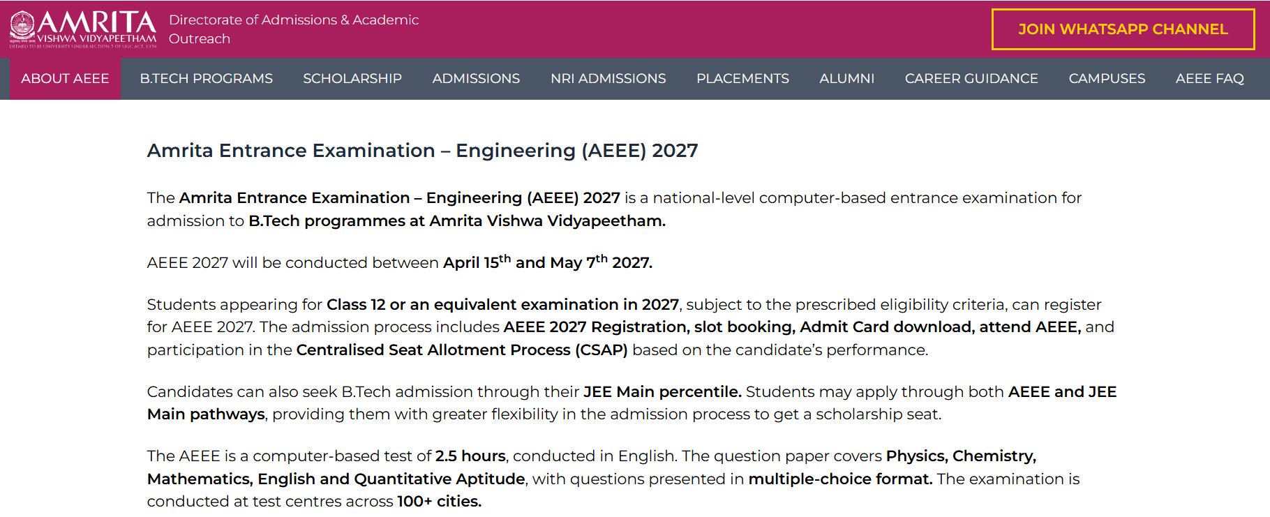 AEEE 2027 Key Details
