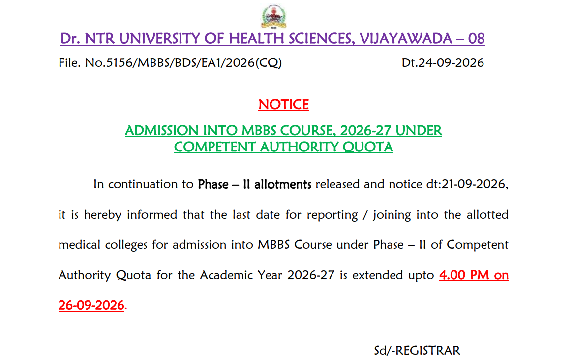 AP NEET UG 2026 Phase 2 Joining Key Details