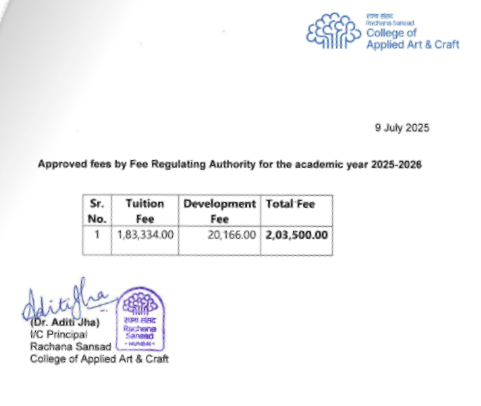 Fee Structure as per website-