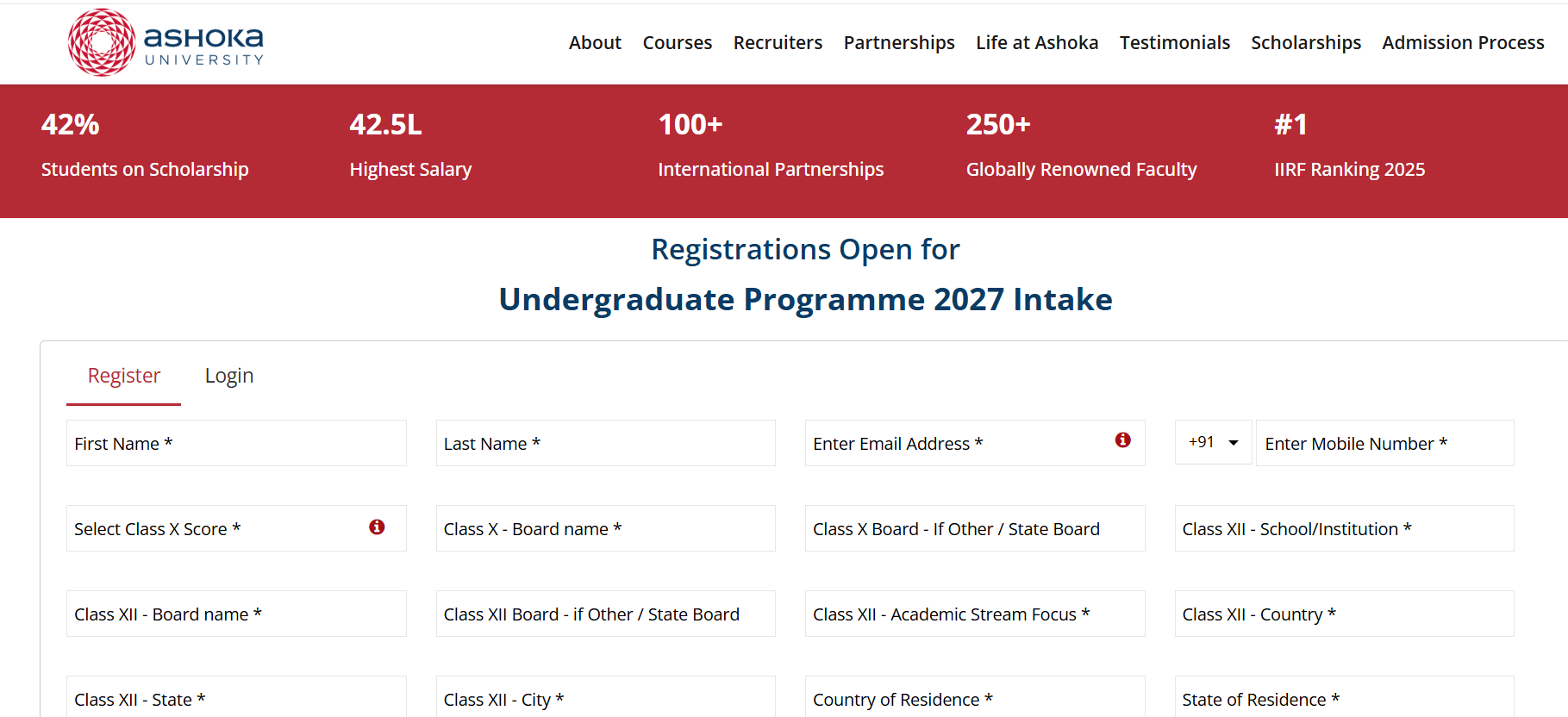 Ashoka University UG Admission 2027 Imporatnt&nbsp;Dates