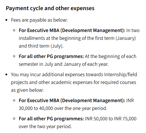 Fee Structure 2026 (As per website)-