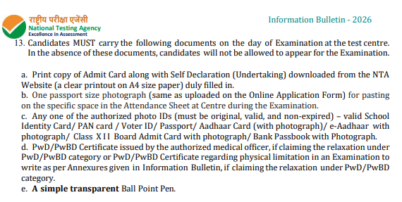 NTA Official Bulletin 2026