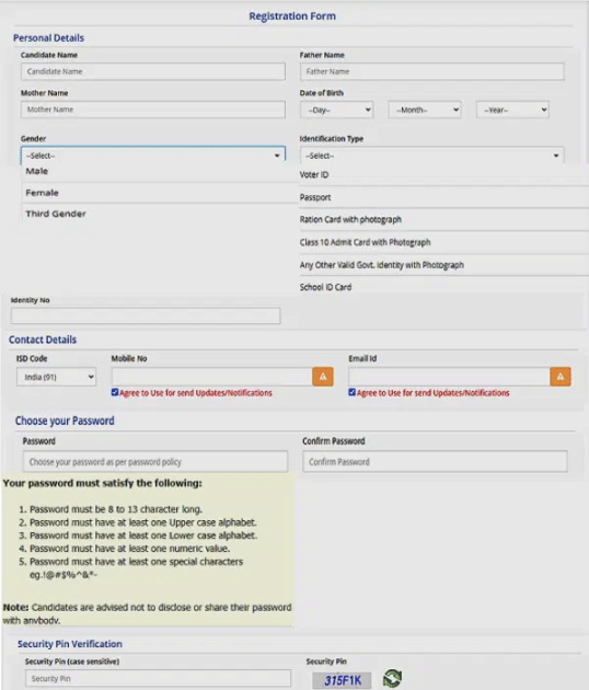 Sample registration form online