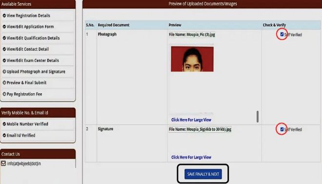 Sample sign and photo upload user interface on the official website