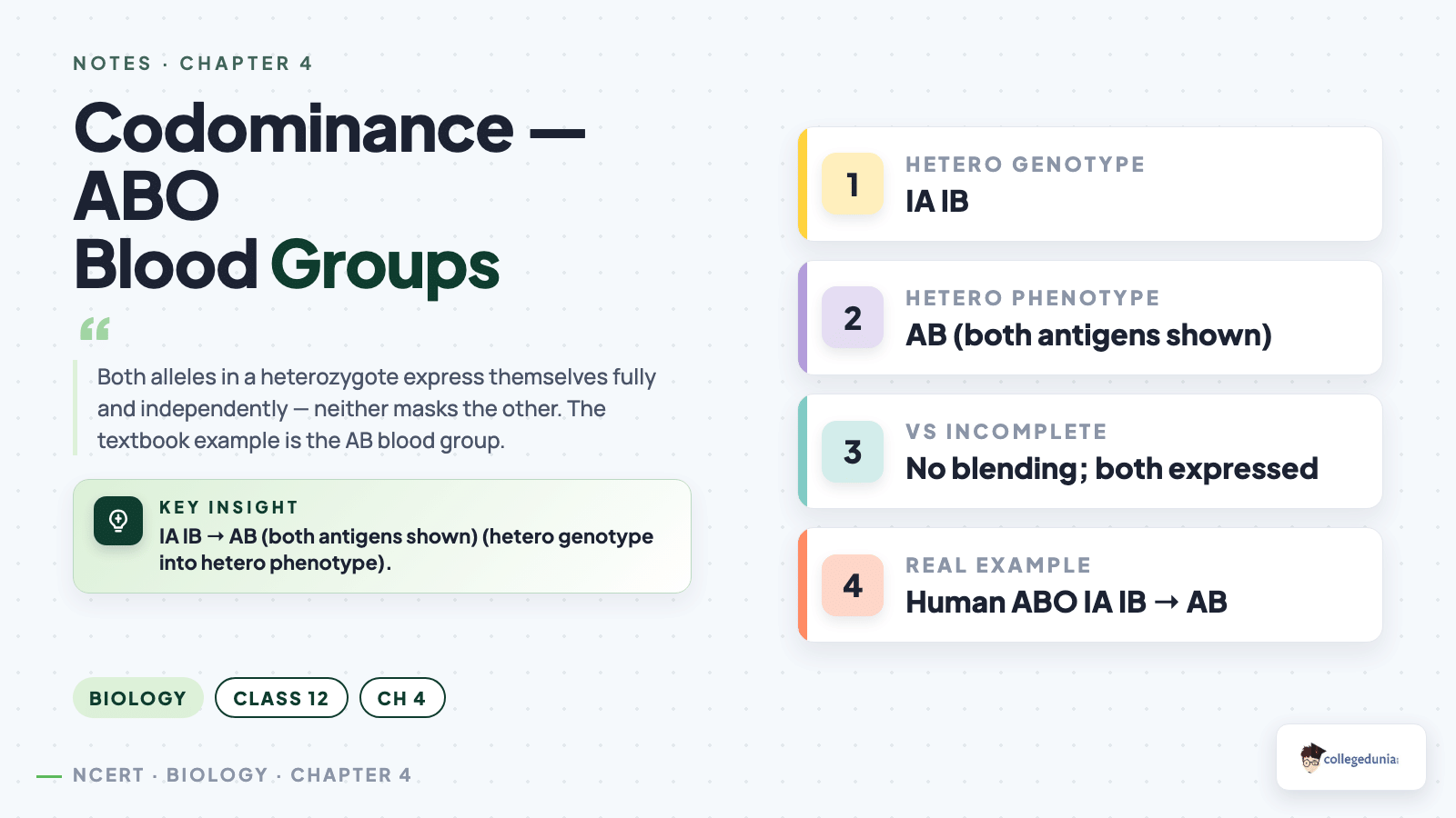 Codominance ABO Blood Group - Class 12 Biology Chapter 4
