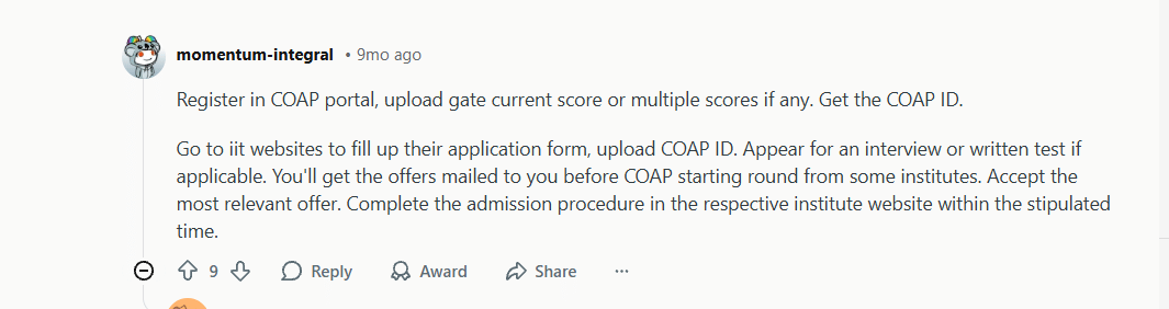 Admission Process - Reddit