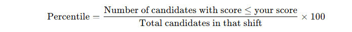 JEE Main Percentile Calculation Formula