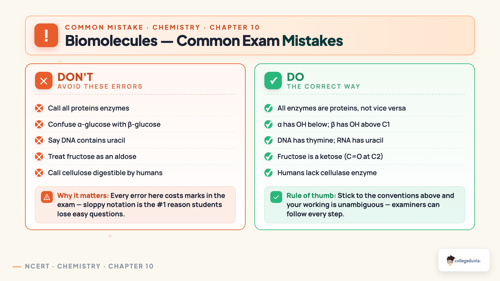 Biomolecules Common Exam Mistakes - Class 12 Chemistry