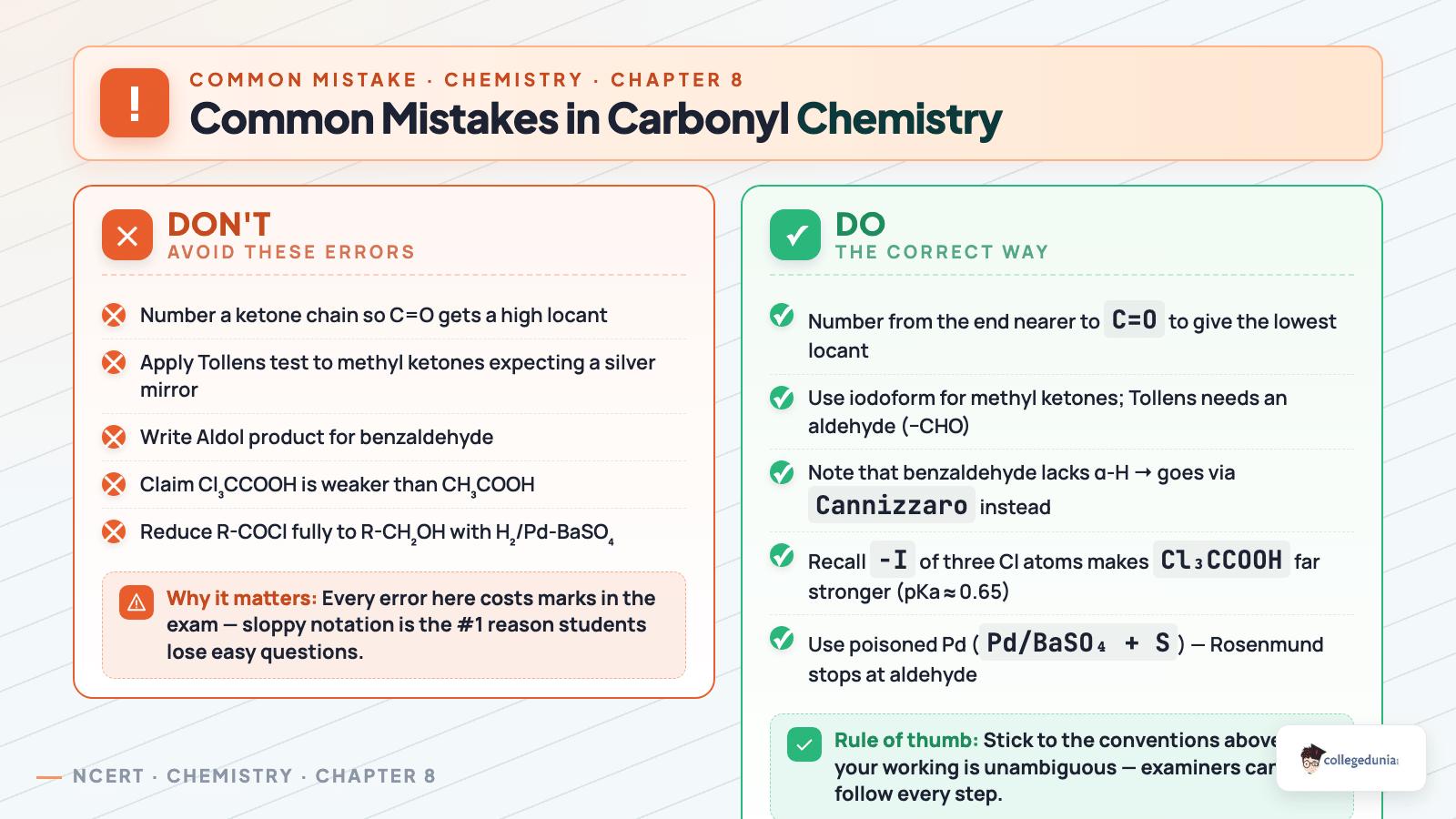Common mistakes in carbonyl chemistry - Don'ts and Do's for Class 12 Chemistry Chapter 8