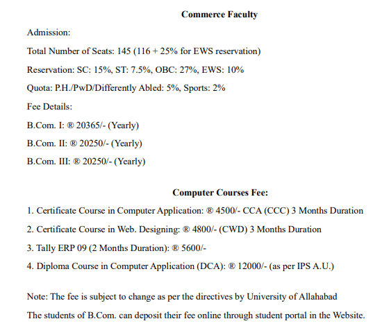 Fees as per Official Website