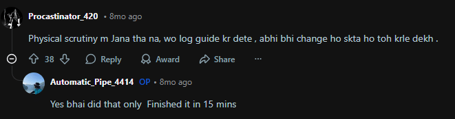 Reddit Discussion on MHT CET Form Rejection 