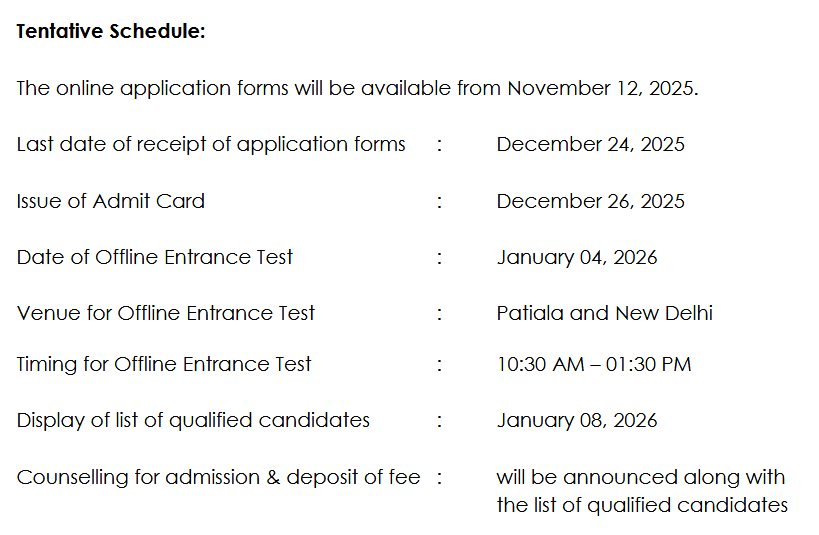 admission dates 2025