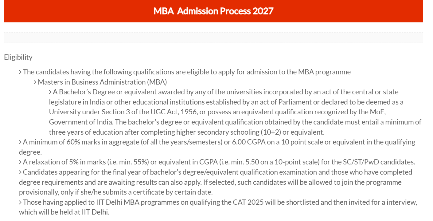 DMS IIT Delhi MBA 2027