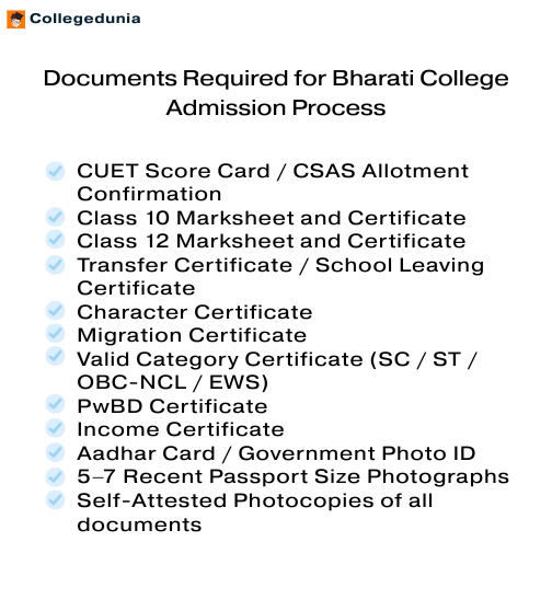 Bharati College Documents Required for Admission