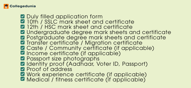University of Madras Chennai Documents Required