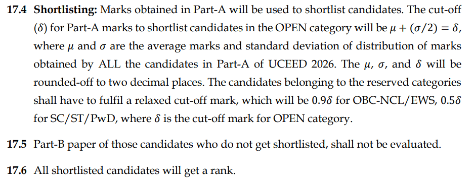 What is the formula for the UCEED cutoff