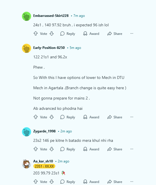 JEE Main Result Out Reddit Reactions