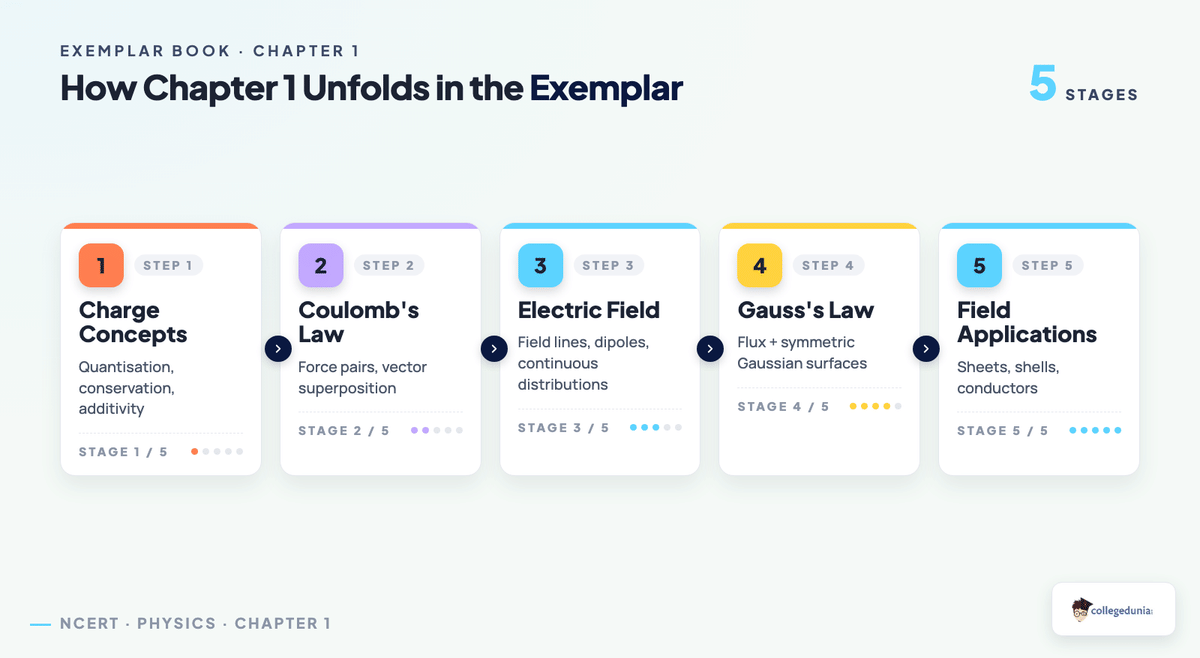 Class 12 Physics Chapter 1 Electric Charges and Fields Exemplar Book — chapter flow visual