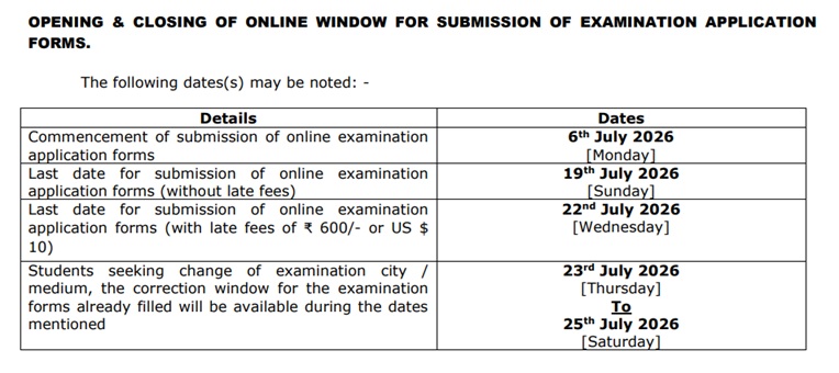 ICAI CA September Exam Dates