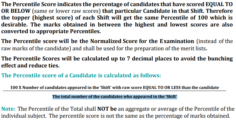 JEE Main Normalization and Percentile Calculation