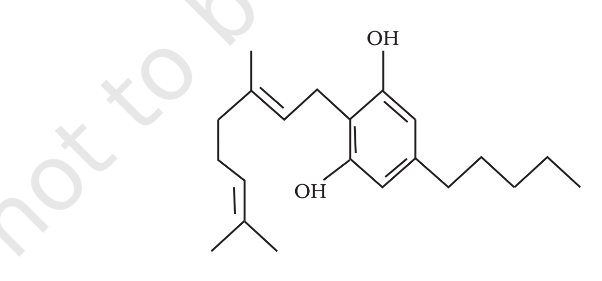 Fig. 8.3 (NCERT Exemplar Class 12 Biology Chapter 8): outline structure of a cannabinoid (THC family).
