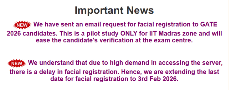 IIT Start Facial Recognition Registration in GATE Deadline