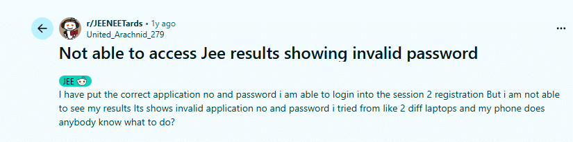 JEE Main 2026 Result Login Issues