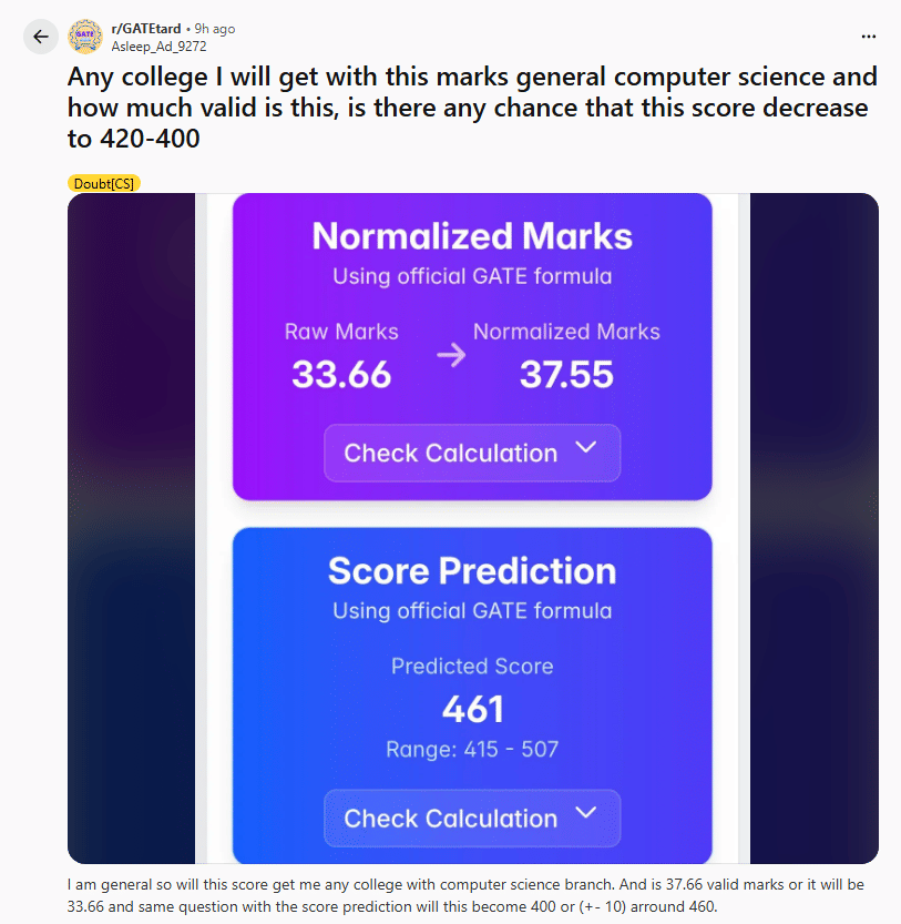 GATE 2026 Marks to Rank Converter: Reddit Discussion