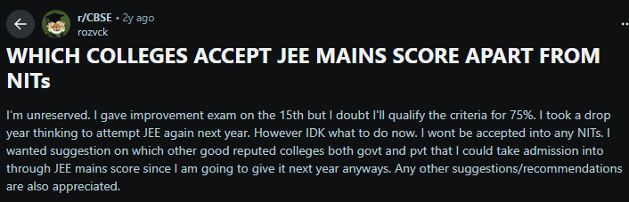 Colleges that accept JEE Main score apart from NITs