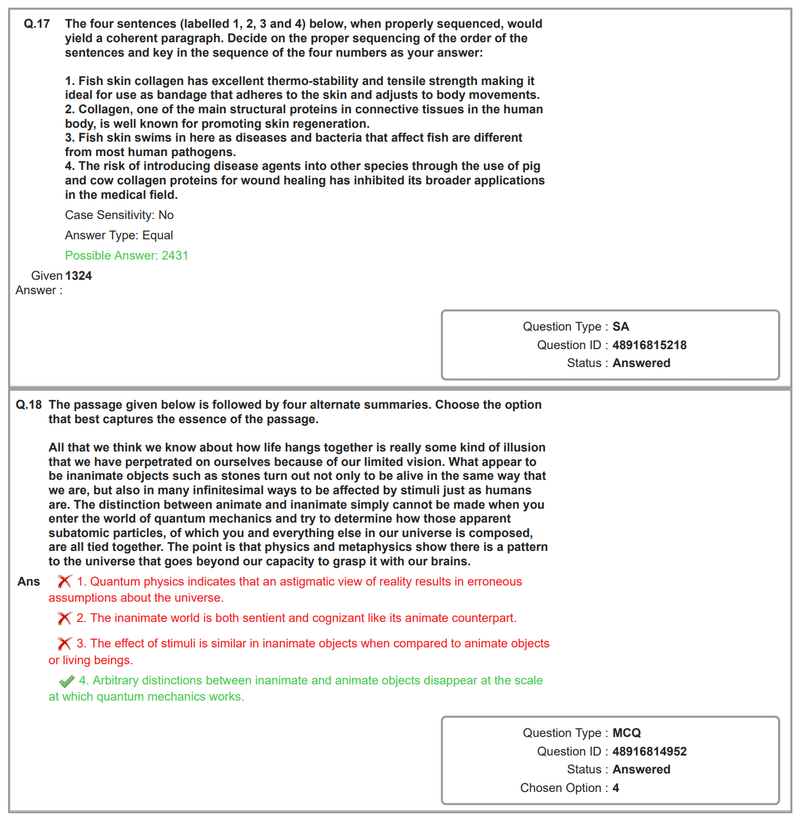 CAT Answer Key 2025 Sample 