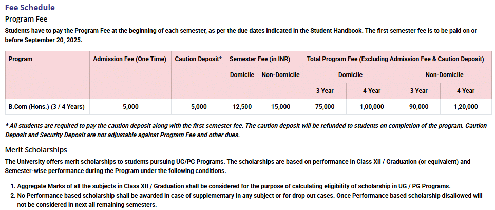 Fee Structure 2025 (As per website)-