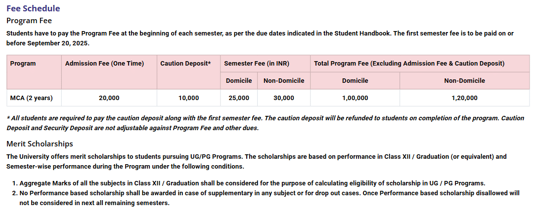 Fee Structure 2025 (As per website)-
