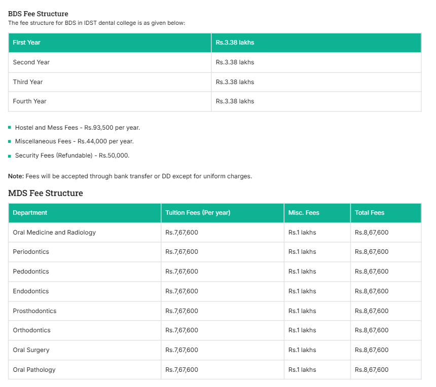 Fee Structure 2025 (As per website)-