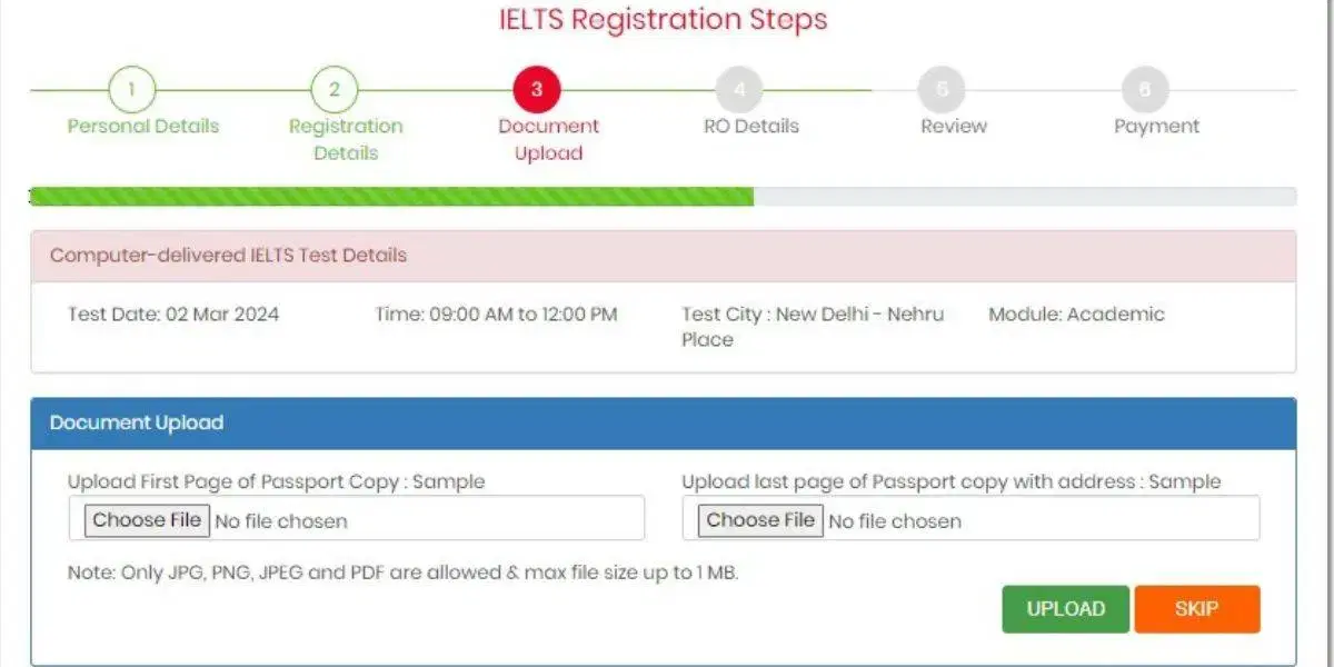 IELTS Test Booking Step 6