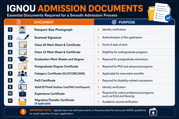 Ignou documents required infograpgh