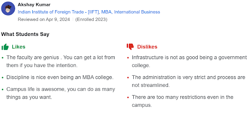 IIFT Kolkata Student Review