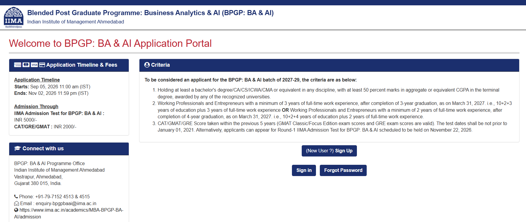 IIM Ahmedabad BPGP BA and AI 2027-29 Round-Wise Schedule