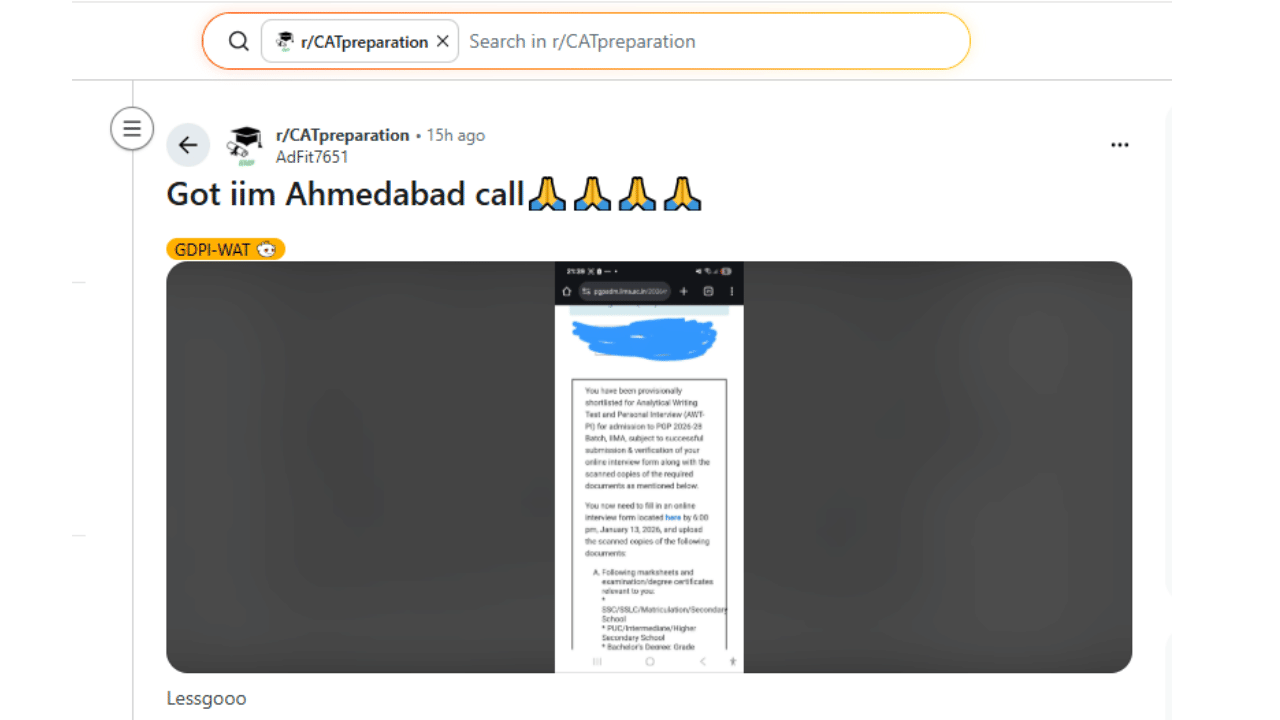 IIM Ahmedabad PGP 2026 PI Calls Out