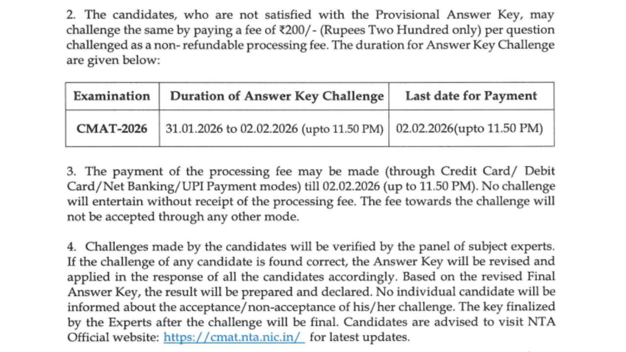 CMAT 2026 @cmat.nta.nic.in