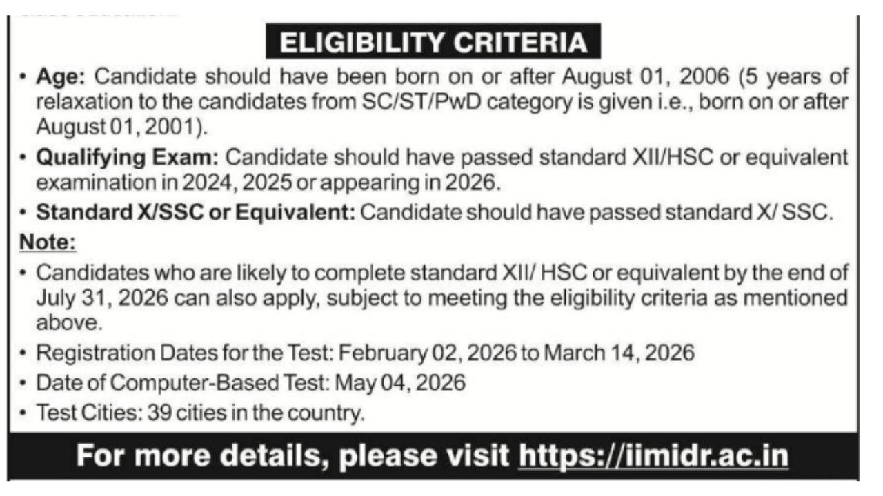 IPMAT 2026 @iimidr.ac.in