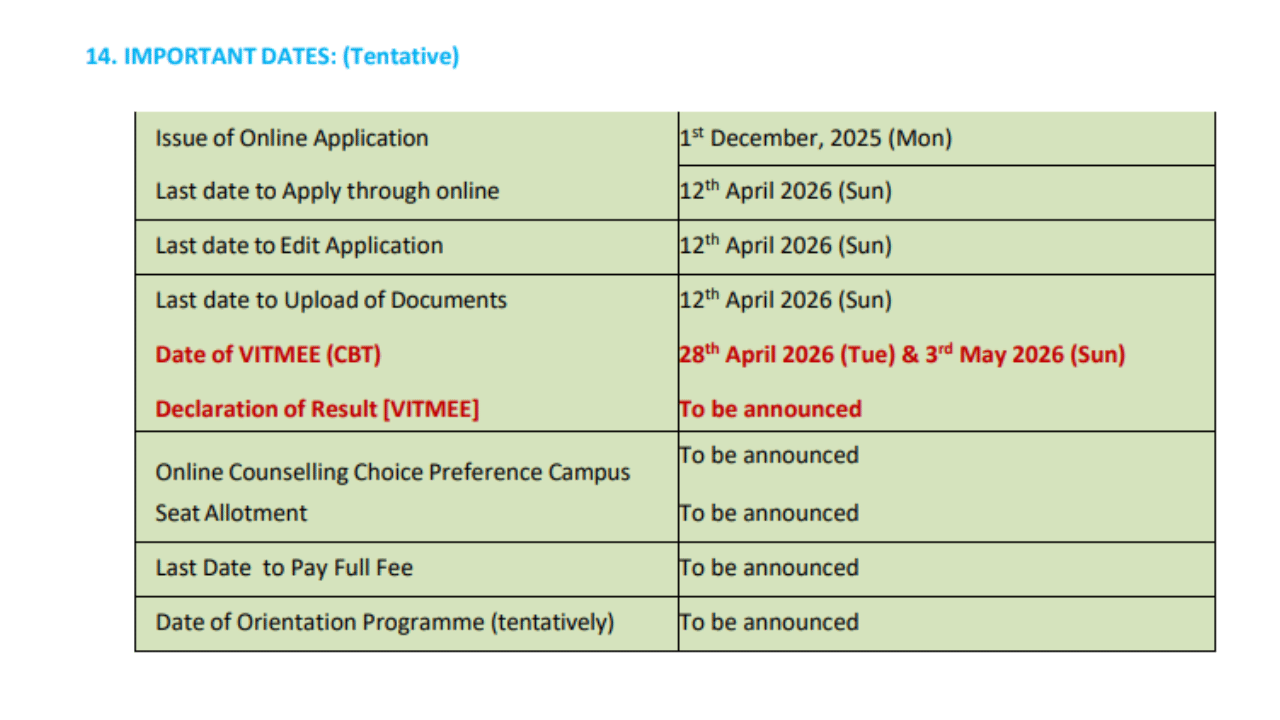 VITMEE Registration 2026