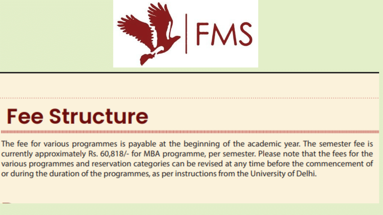 FMS Delhi EMBA Fee Structure Released