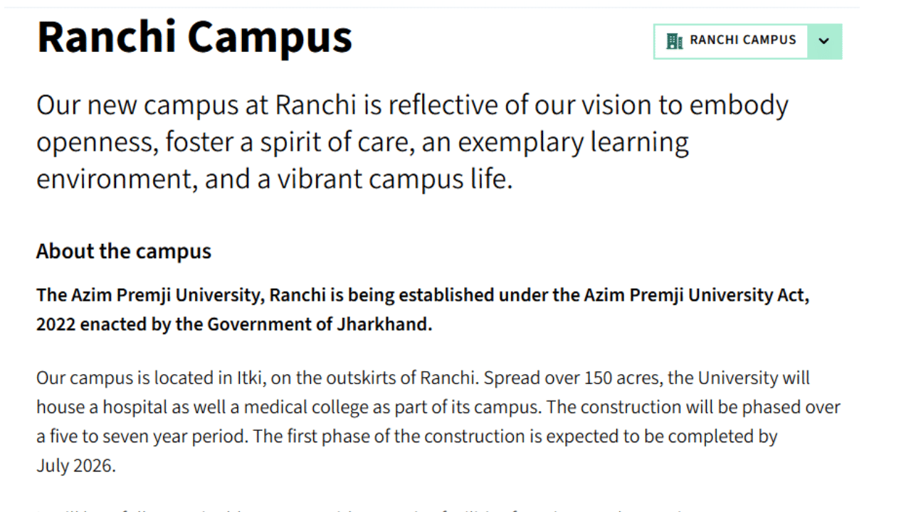 Azim Premji University Ranchi