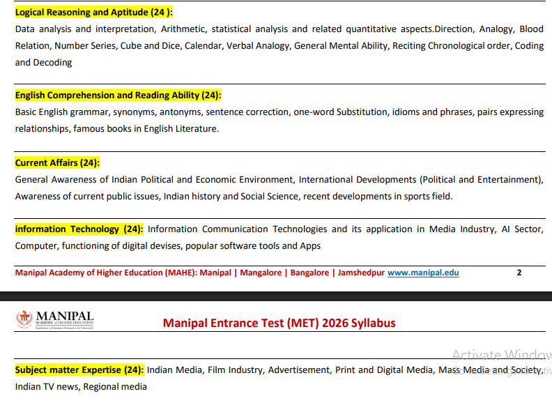 MET Syllabus for M.A Media and Communication