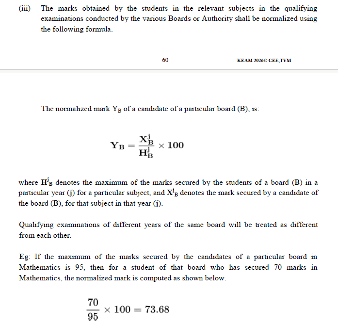 Normalisation Process in the KEAM Rank List Preparation