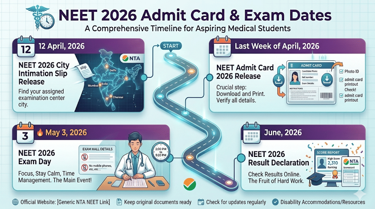 Important Dates for NEET 2026 Admit Card & Exam