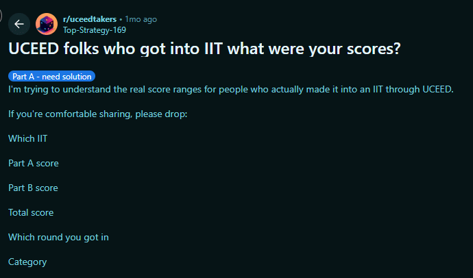 Reddit Discussion on UCEED 2026 Cutoff 