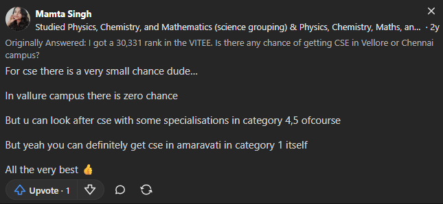 Quora Discussion on 30,000 Rank in VIT